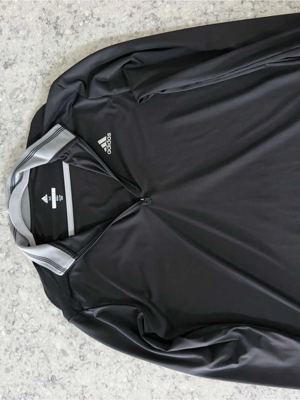 adidas Men’s Black Performance Quarter-Zip Jacket with Gray Trim